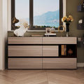 Dresser Sideboard with Wood Grain Drawers and Black Cabinet Wide Organizer for Hallway, Office, or Closet