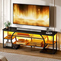 Industrial LED TV Stand for 65/70 Inch TV with Power Outlets and Shelves