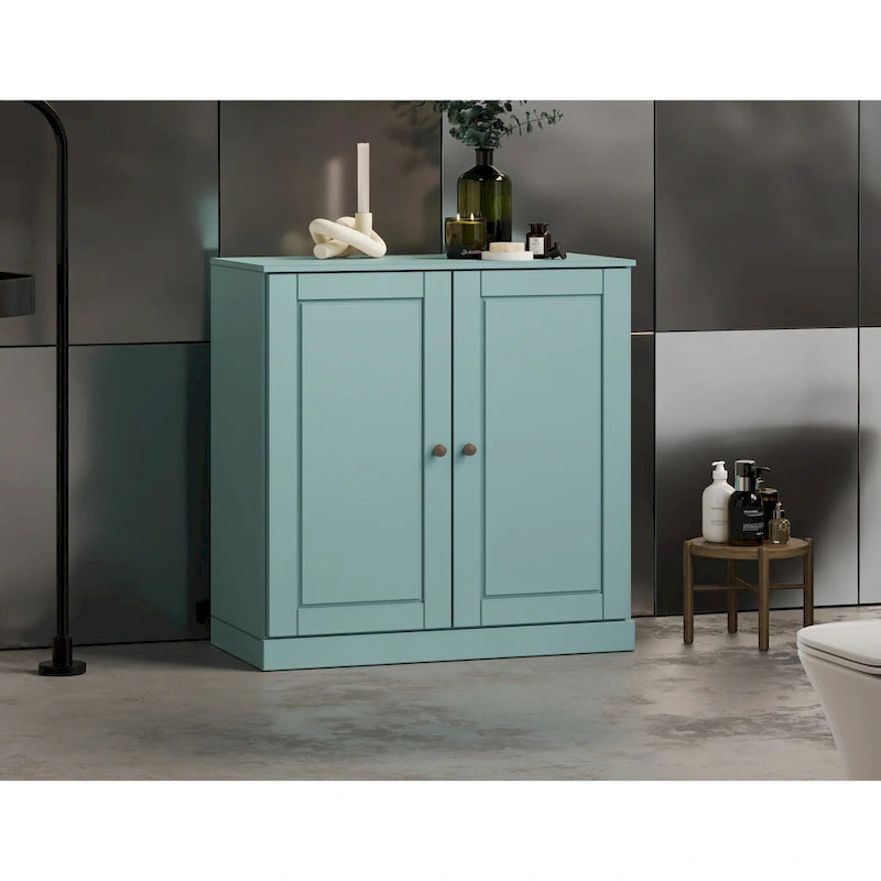 Imports 100% Solid Wood 32 Bathroom Cabinet with Solid Doors, 2-Drawers and Adjustable Shelves