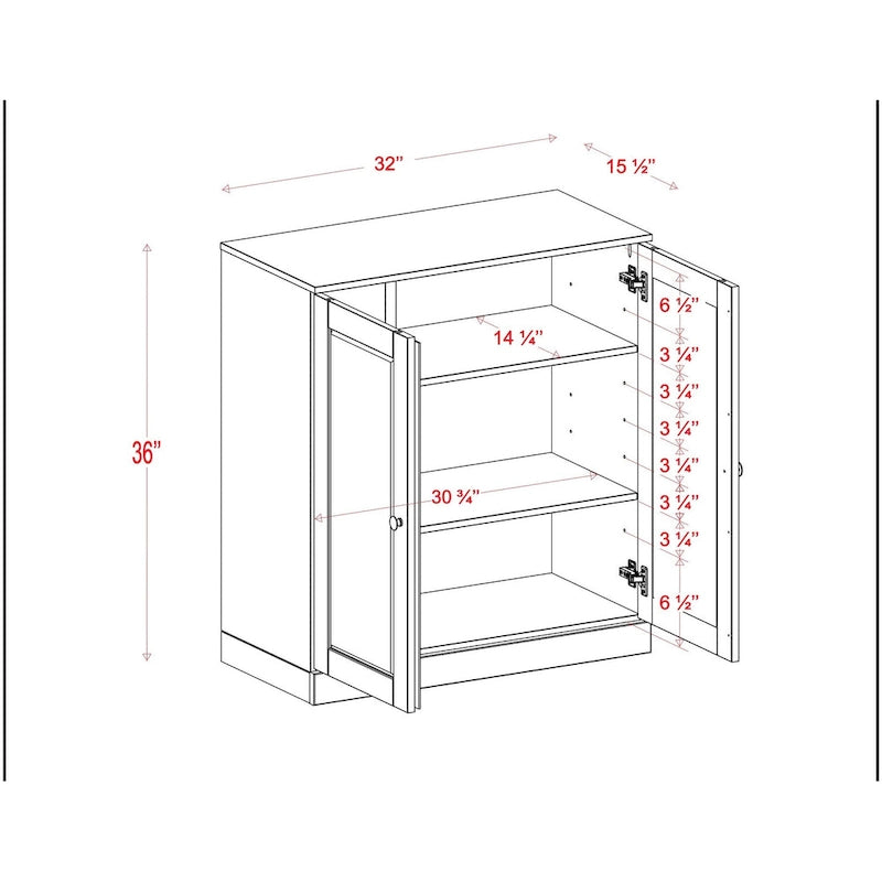 Imports 100% Solid Wood 32 Bathroom Cabinet with Solid Doors, 2-Drawers and Adjustable Shelves