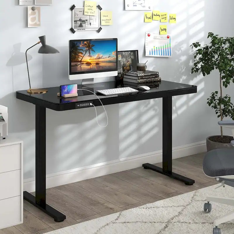 48 x 24 Whole-Piece Glass Standing Desk w/Drawers Writable