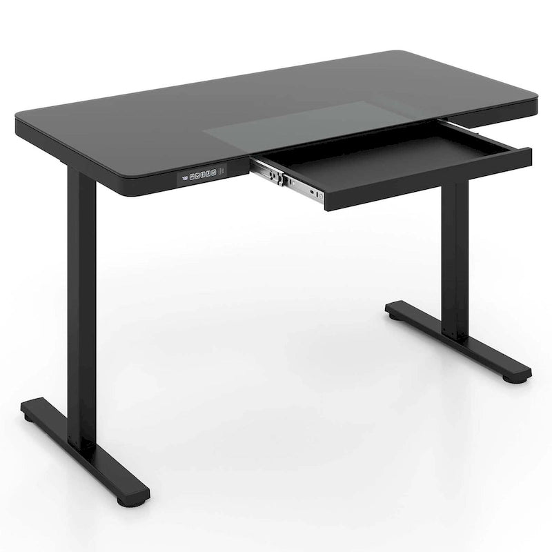 48 x 24 Whole-Piece Glass Standing Desk w/Drawers Writable