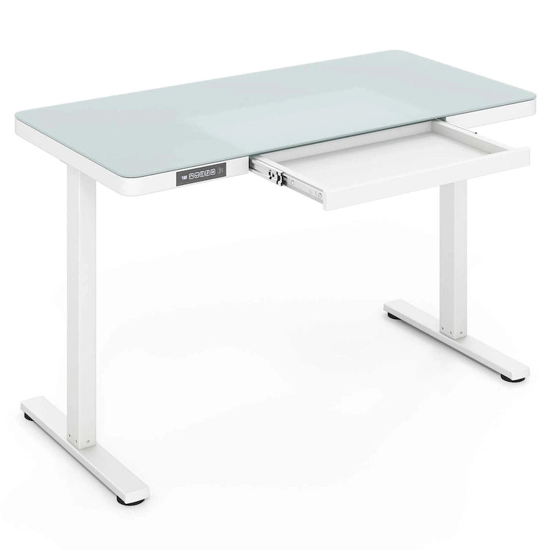 48 x 24 Whole-Piece Glass Standing Desk w/Drawers Writable