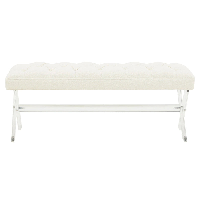 Tufted Acrylic Bench - 48x18x18. - 48 W x 18 L x 18 H - 48Wx18Dx18H