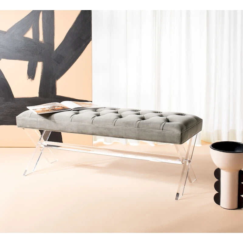 Tufted Acrylic Bench - 48x18x18. - 48 W x 18 L x 18 H - 48Wx18Dx18H