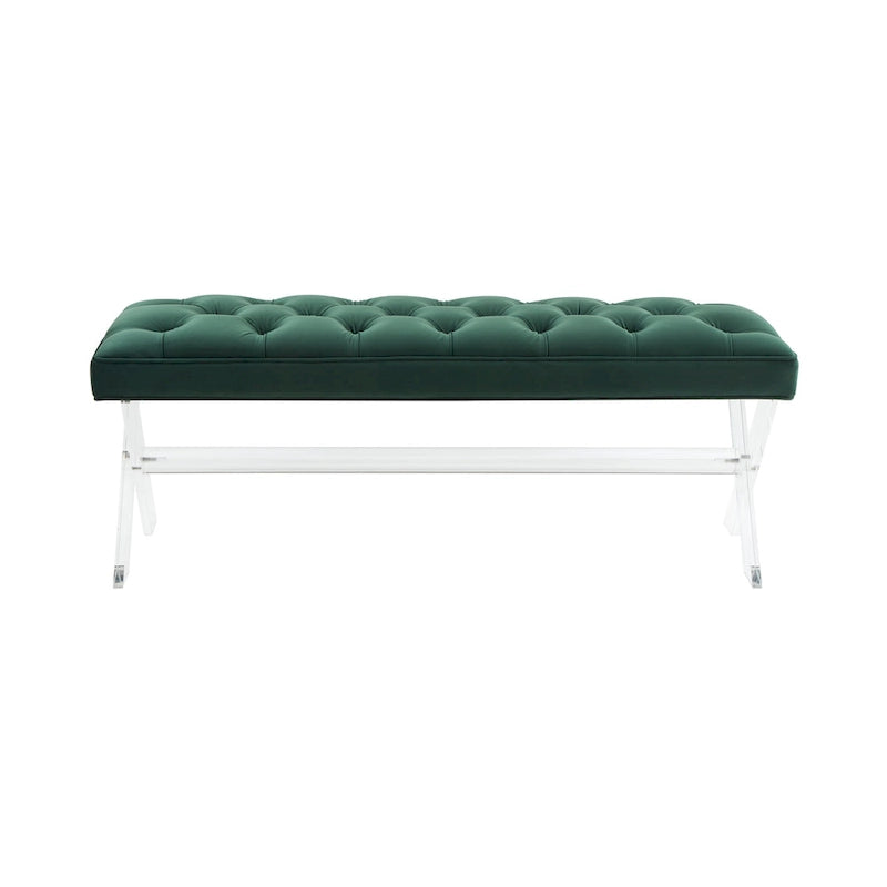 Tufted Acrylic Bench - 48x18x18. - 48 W x 18 L x 18 H - 48Wx18Dx18H