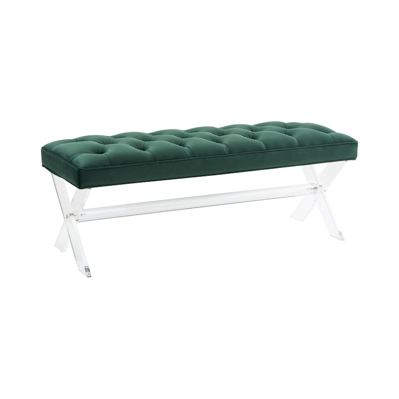Tufted Acrylic Bench - 48x18x18. - 48 W x 18 L x 18 H - 48Wx18Dx18H