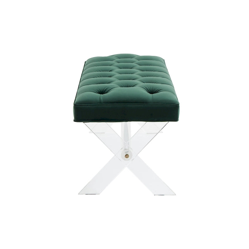 Tufted Acrylic Bench - 48x18x18. - 48 W x 18 L x 18 H - 48Wx18Dx18H