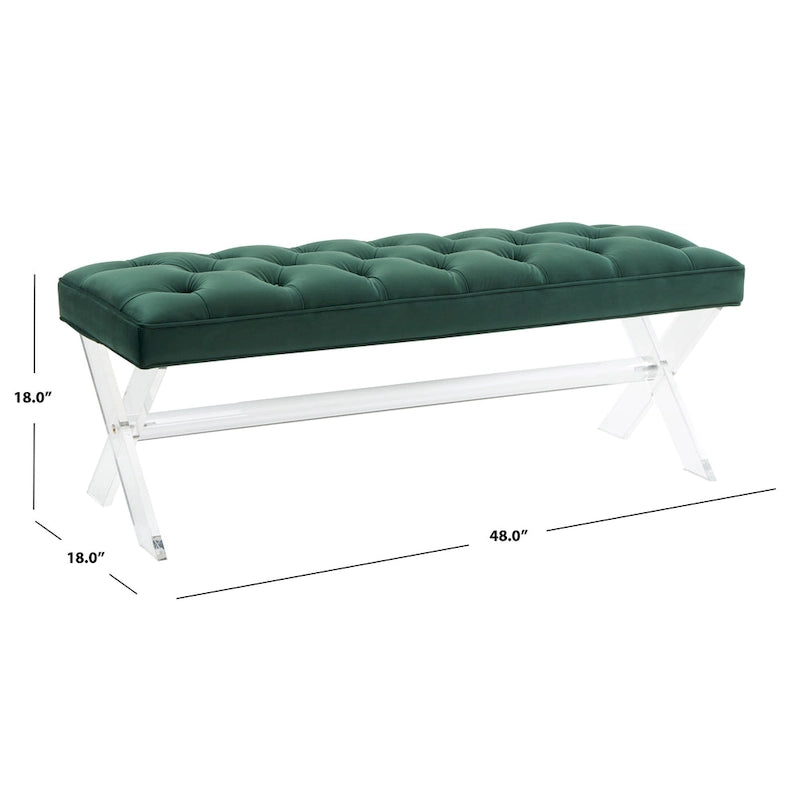 Tufted Acrylic Bench - 48x18x18. - 48 W x 18 L x 18 H - 48Wx18Dx18H