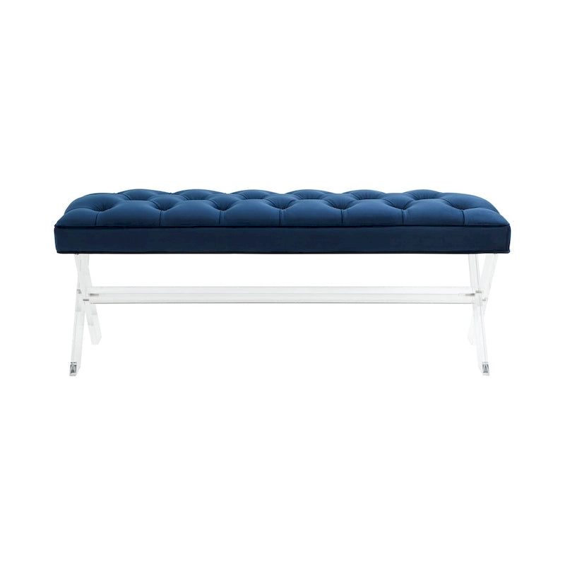 Tufted Acrylic Bench - 48x18x18. - 48 W x 18 L x 18 H - 48Wx18Dx18H