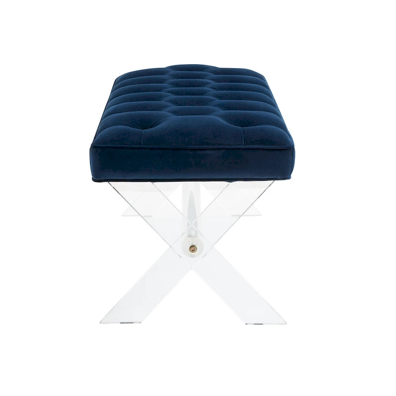 Tufted Acrylic Bench - 48x18x18. - 48 W x 18 L x 18 H - 48Wx18Dx18H
