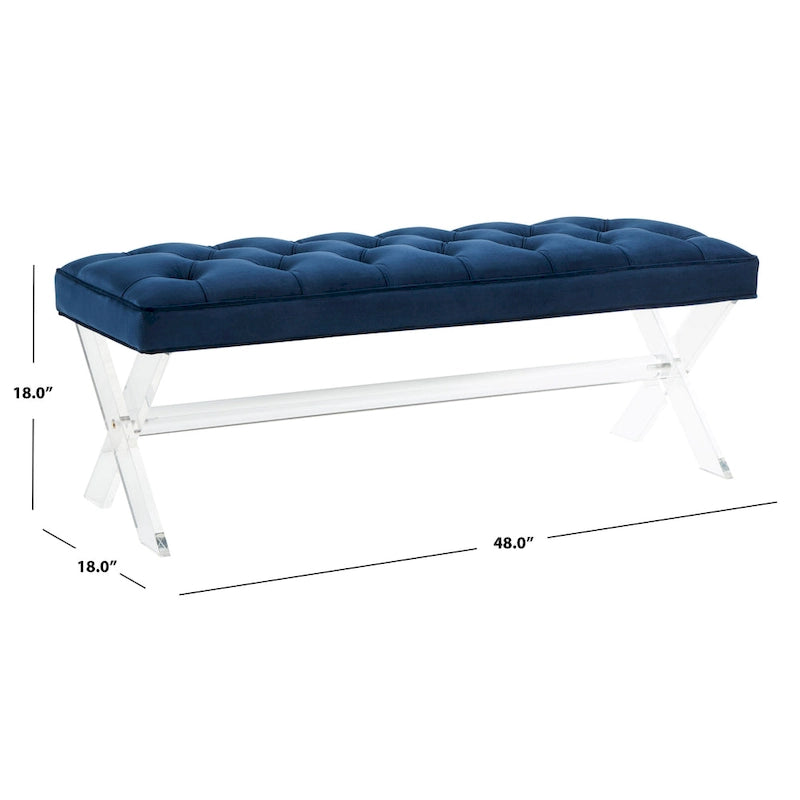 Tufted Acrylic Bench - 48x18x18. - 48 W x 18 L x 18 H - 48Wx18Dx18H