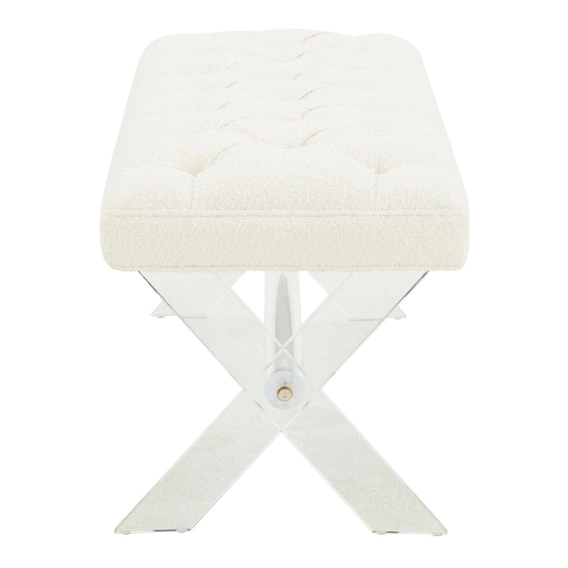 Tufted Acrylic Bench - 48x18x18. - 48 W x 18 L x 18 H - 48Wx18Dx18H