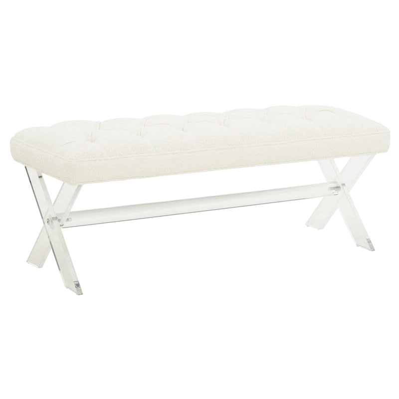 Tufted Acrylic Bench - 48x18x18. - 48 W x 18 L x 18 H - 48Wx18Dx18H