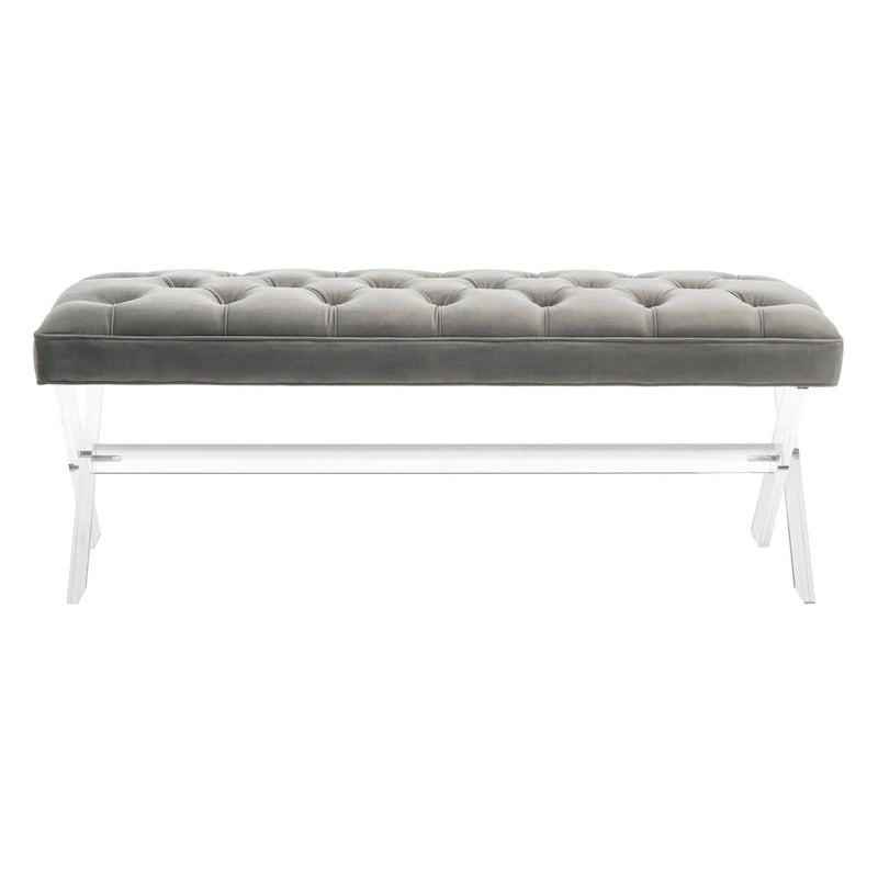 Tufted Acrylic Bench - 48x18x18. - 48 W x 18 L x 18 H - 48Wx18Dx18H