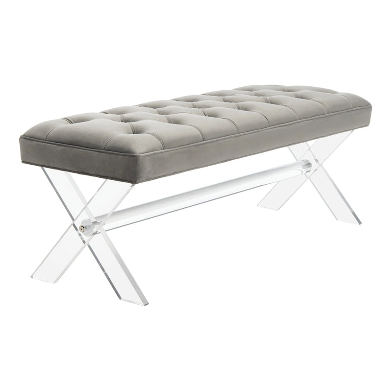 Tufted Acrylic Bench - 48x18x18. - 48 W x 18 L x 18 H - 48Wx18Dx18H