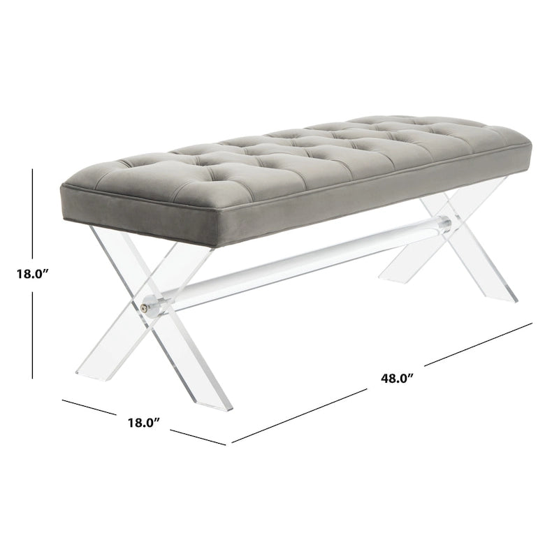 Tufted Acrylic Bench - 48x18x18. - 48 W x 18 L x 18 H - 48Wx18Dx18H
