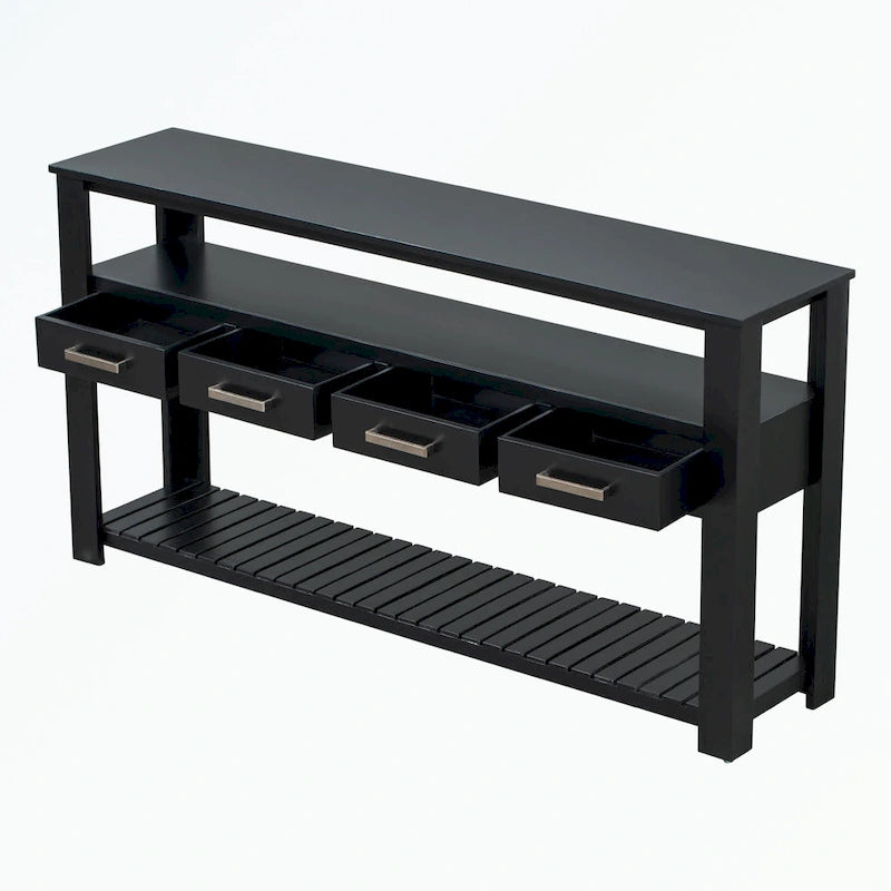 Console Table with 4 Drawers and 2 Shelves