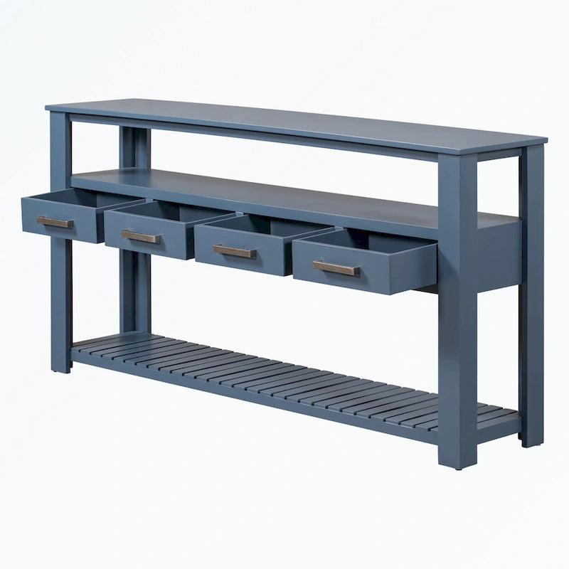 Console Table with 4 Drawers and 2 Shelves