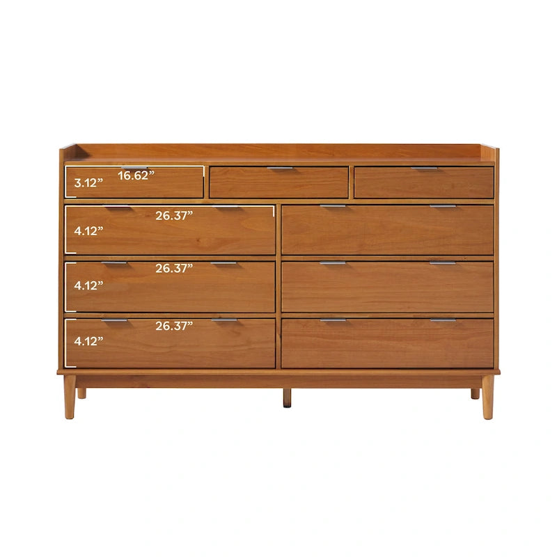 Modern Gallery Top Solid Wood Dresser