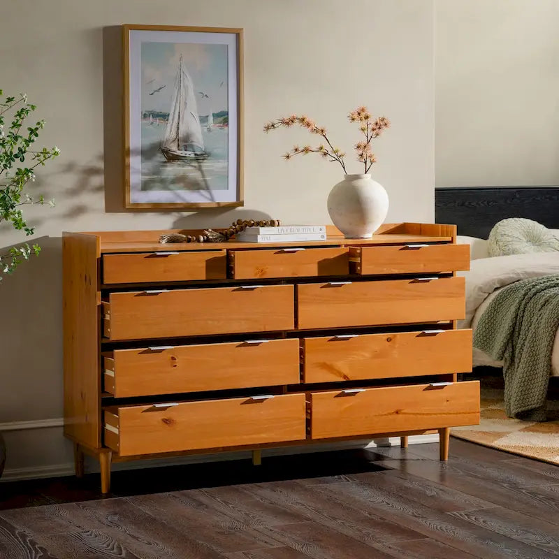 Modern Gallery Top Solid Wood Dresser