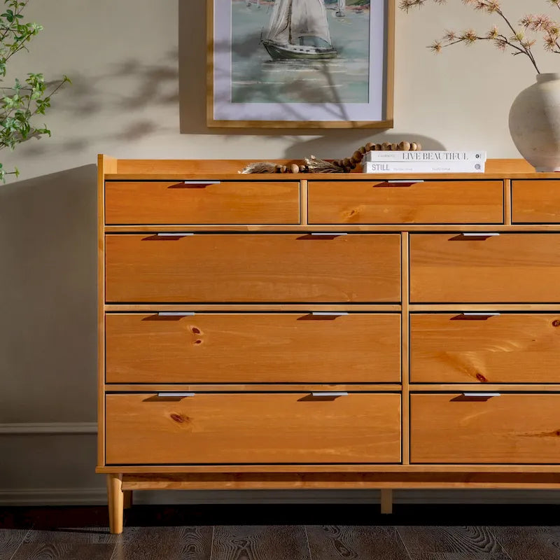 Modern Gallery Top Solid Wood Dresser