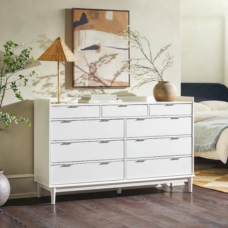 Modern Gallery Top Solid Wood Dresser