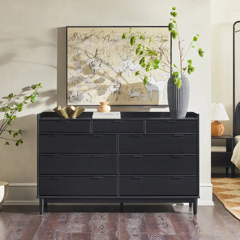 Modern Gallery Top Solid Wood Dresser