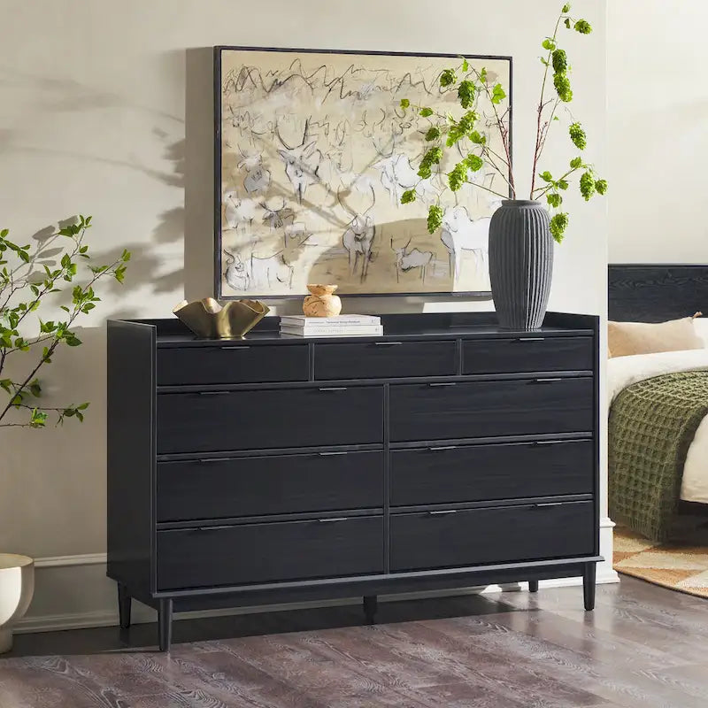 Modern Gallery Top Solid Wood Dresser