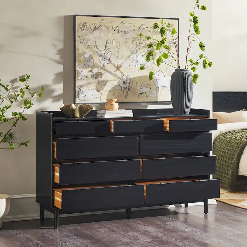 Modern Gallery Top Solid Wood Dresser