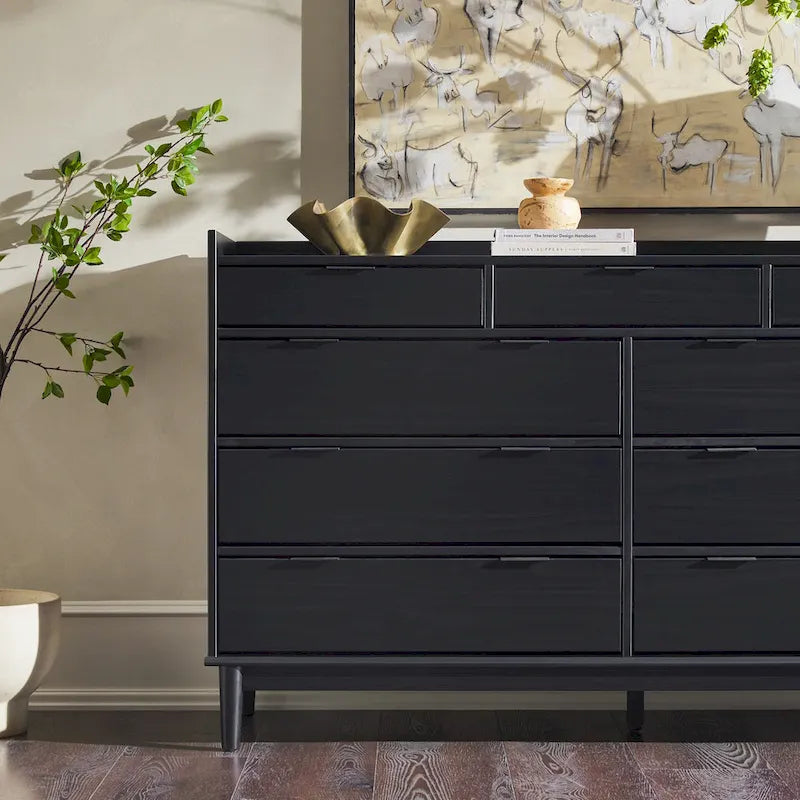 Modern Gallery Top Solid Wood Dresser