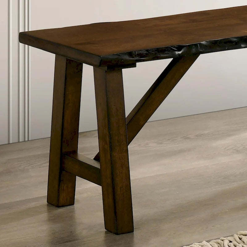Rustic Farmhouse Brown Wood Bench