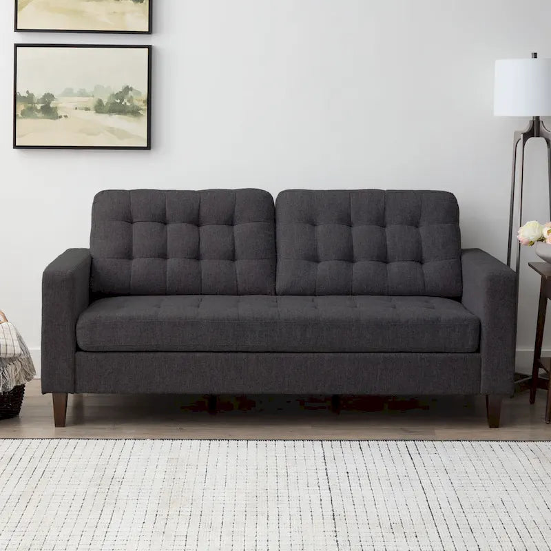 76-in. Square-arm Faux Leather/Velvet/Fabric Sofa
