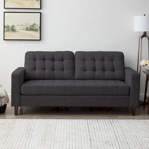 76-in. Square-arm Faux Leather/Velvet/Fabric Sofa