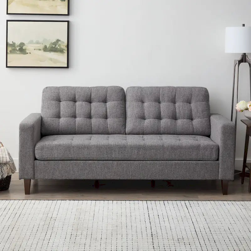 76-in. Square-arm Faux Leather/Velvet/Fabric Sofa