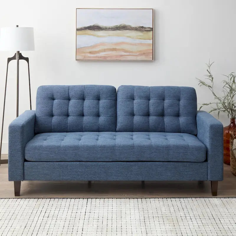 76-in. Square-arm Faux Leather/Velvet/Fabric Sofa