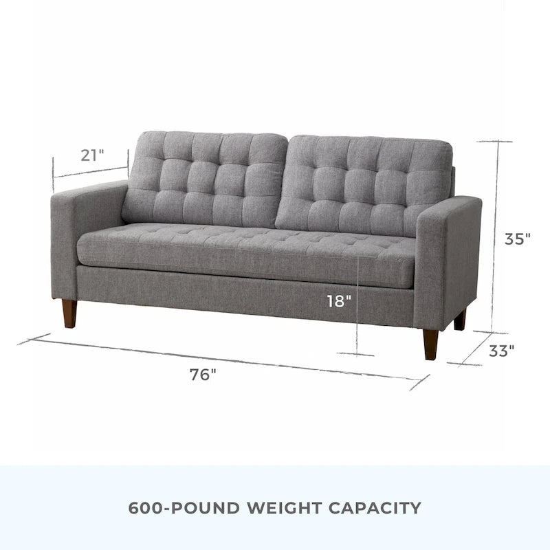 76-in. Square-arm Faux Leather/Velvet/Fabric Sofa