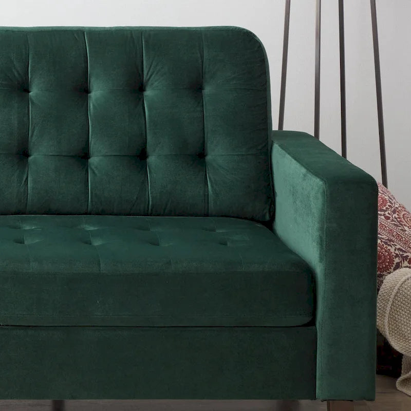 76-in. Square-arm Faux Leather/Velvet/Fabric Sofa