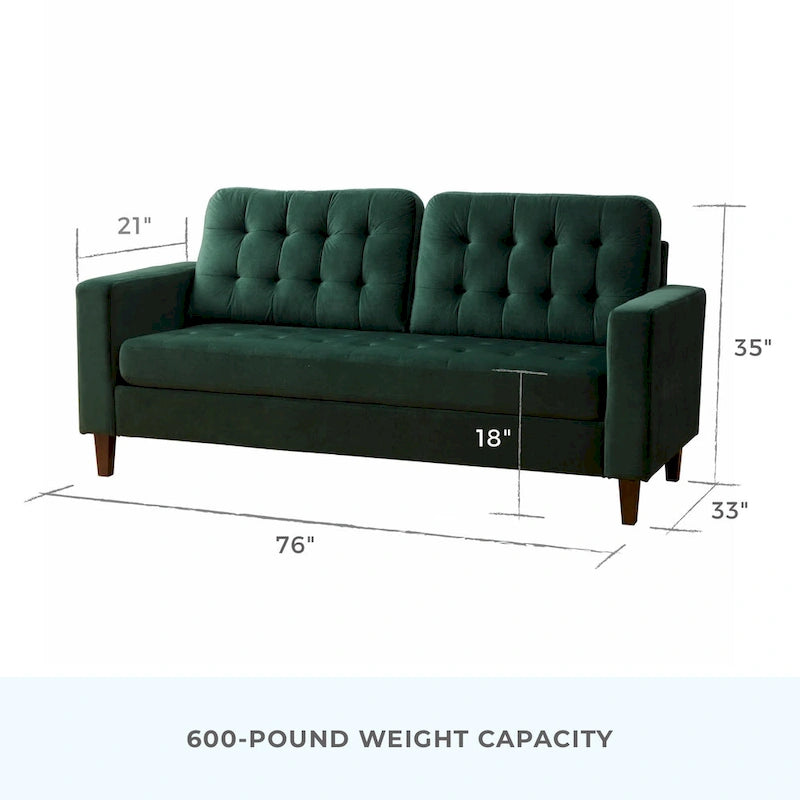 76-in. Square-arm Faux Leather/Velvet/Fabric Sofa
