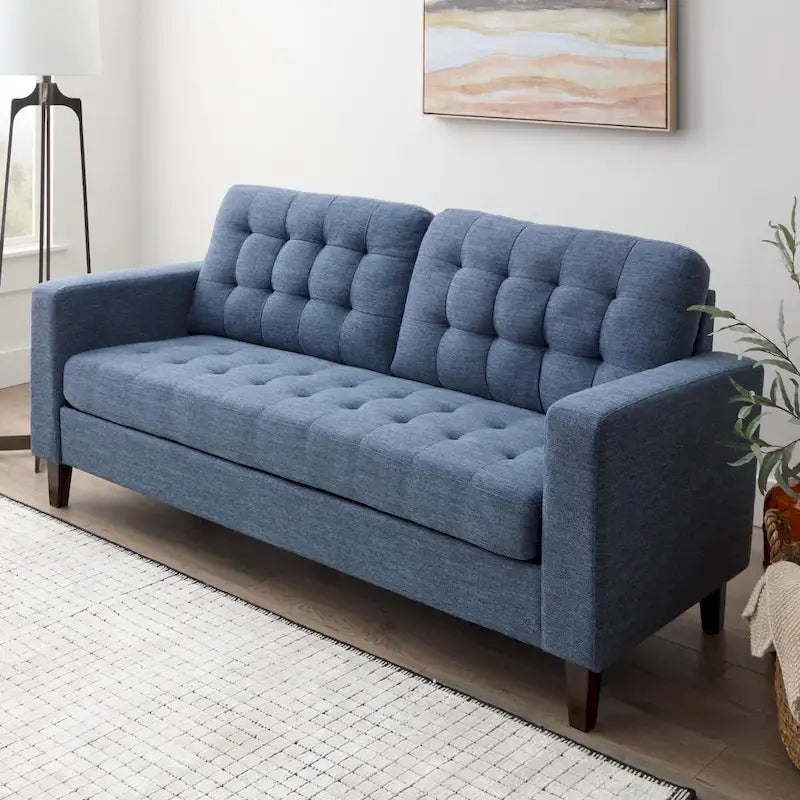 76-in. Square-arm Faux Leather/Velvet/Fabric Sofa