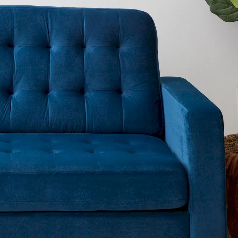 76-in. Square-arm Faux Leather/Velvet/Fabric Sofa