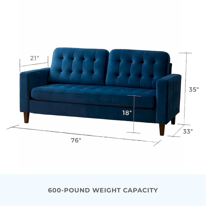 76-in. Square-arm Faux Leather/Velvet/Fabric Sofa