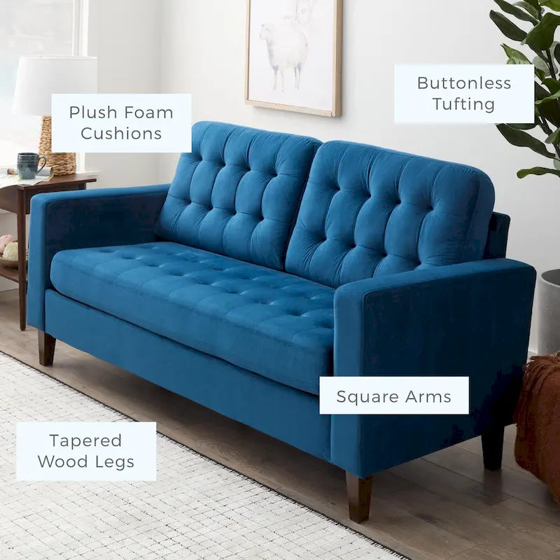 76-in. Square-arm Faux Leather/Velvet/Fabric Sofa