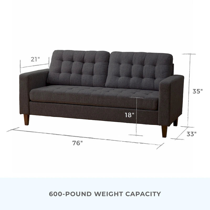 76-in. Square-arm Faux Leather/Velvet/Fabric Sofa