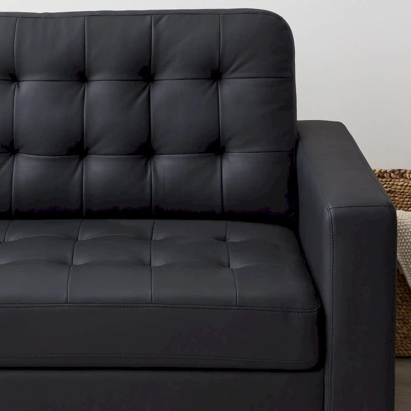 76-in. Square-arm Faux Leather/Velvet/Fabric Sofa