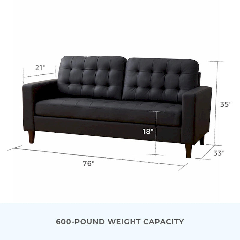 76-in. Square-arm Faux Leather/Velvet/Fabric Sofa