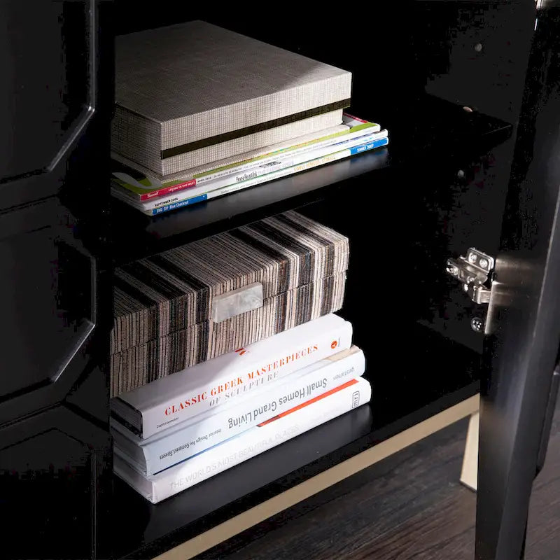 Contemporary Decorative 2-Door Buffet Accent Cabinet with Gold Hardware