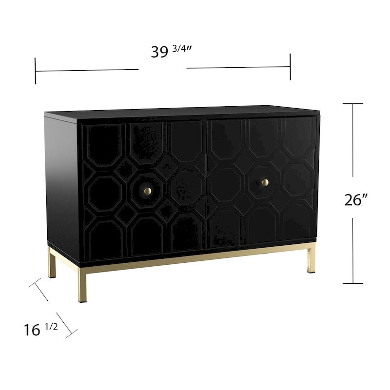 Contemporary Decorative 2-Door Buffet Accent Cabinet with Gold Hardware