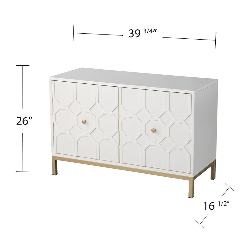 Contemporary Decorative 2-Door Buffet Accent Cabinet with Gold Hardware