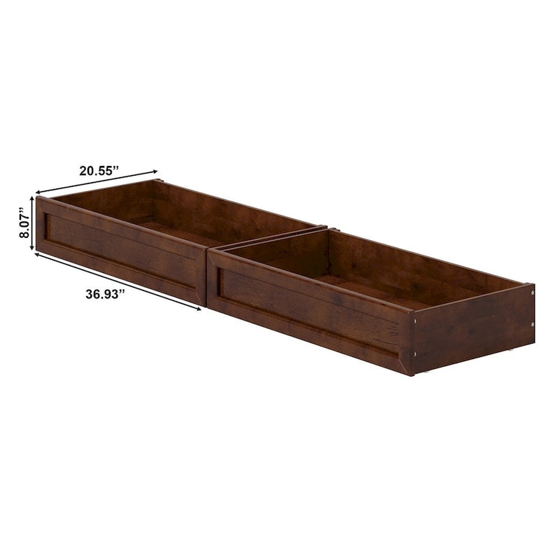 Twin-Full Mid-Century Modern Under Bed Storage Drawers